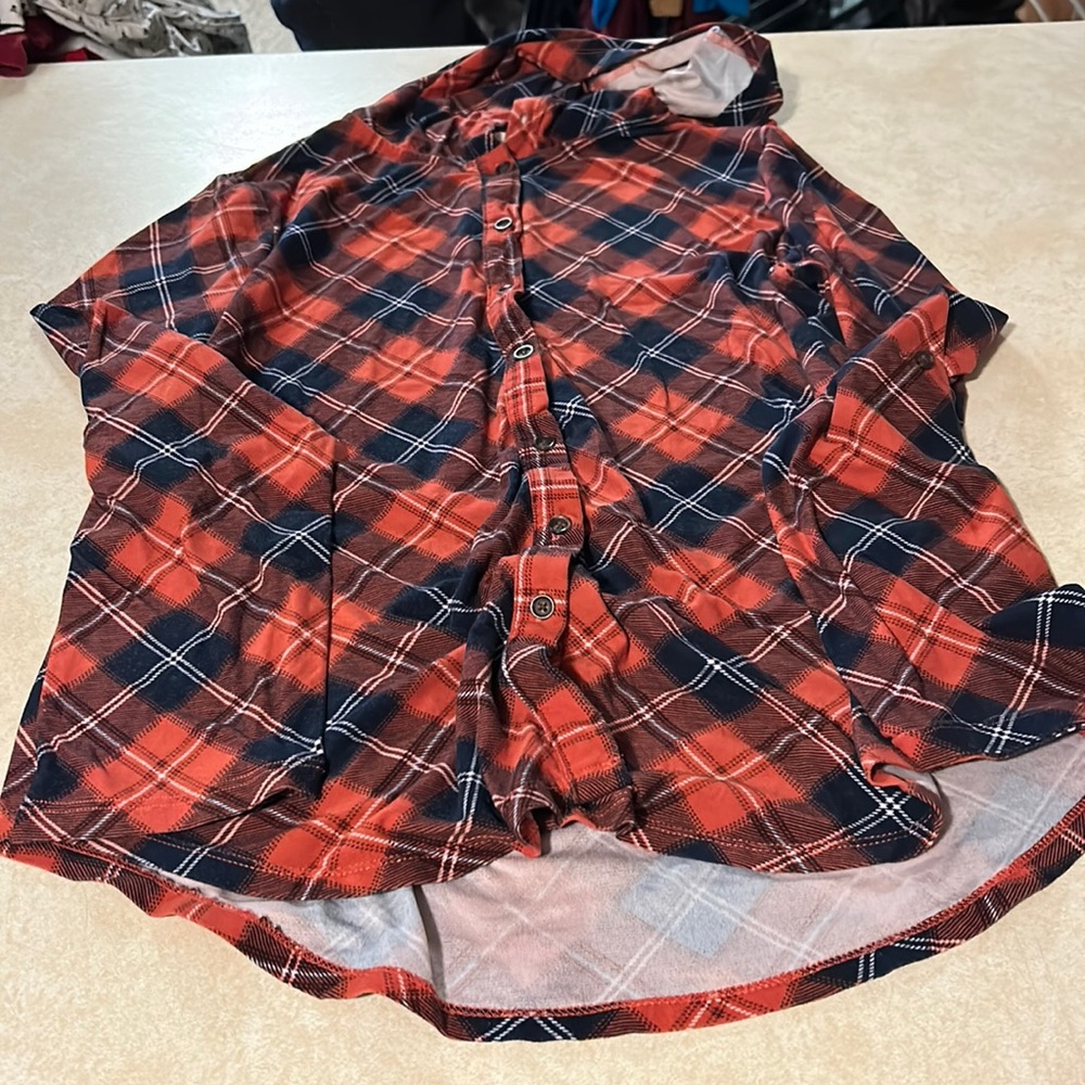 Plaid long sleeve hoodie shirt